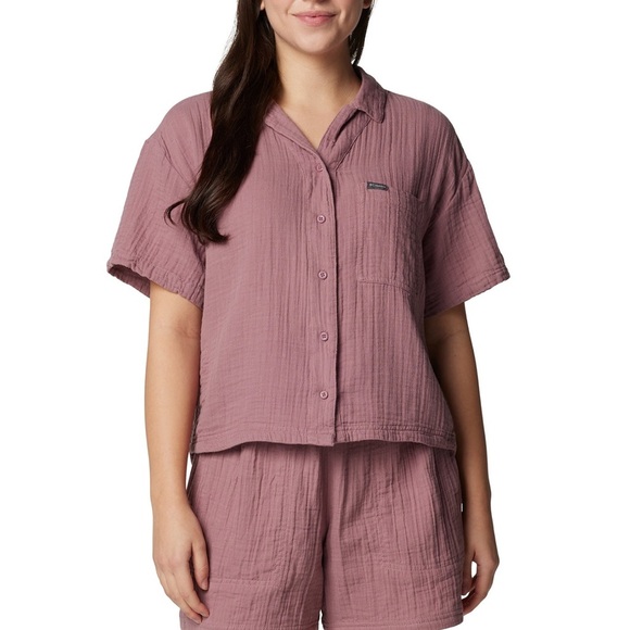 Columbia Holly Hydeaway Breezy Cotton Button-Up Top - Picture 2 of 3